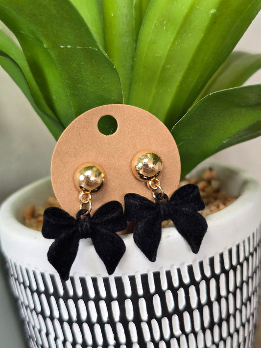 Black Velvet Bow Earrings