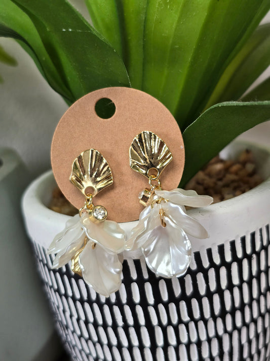 Pearl Leaf Drop Earrings
