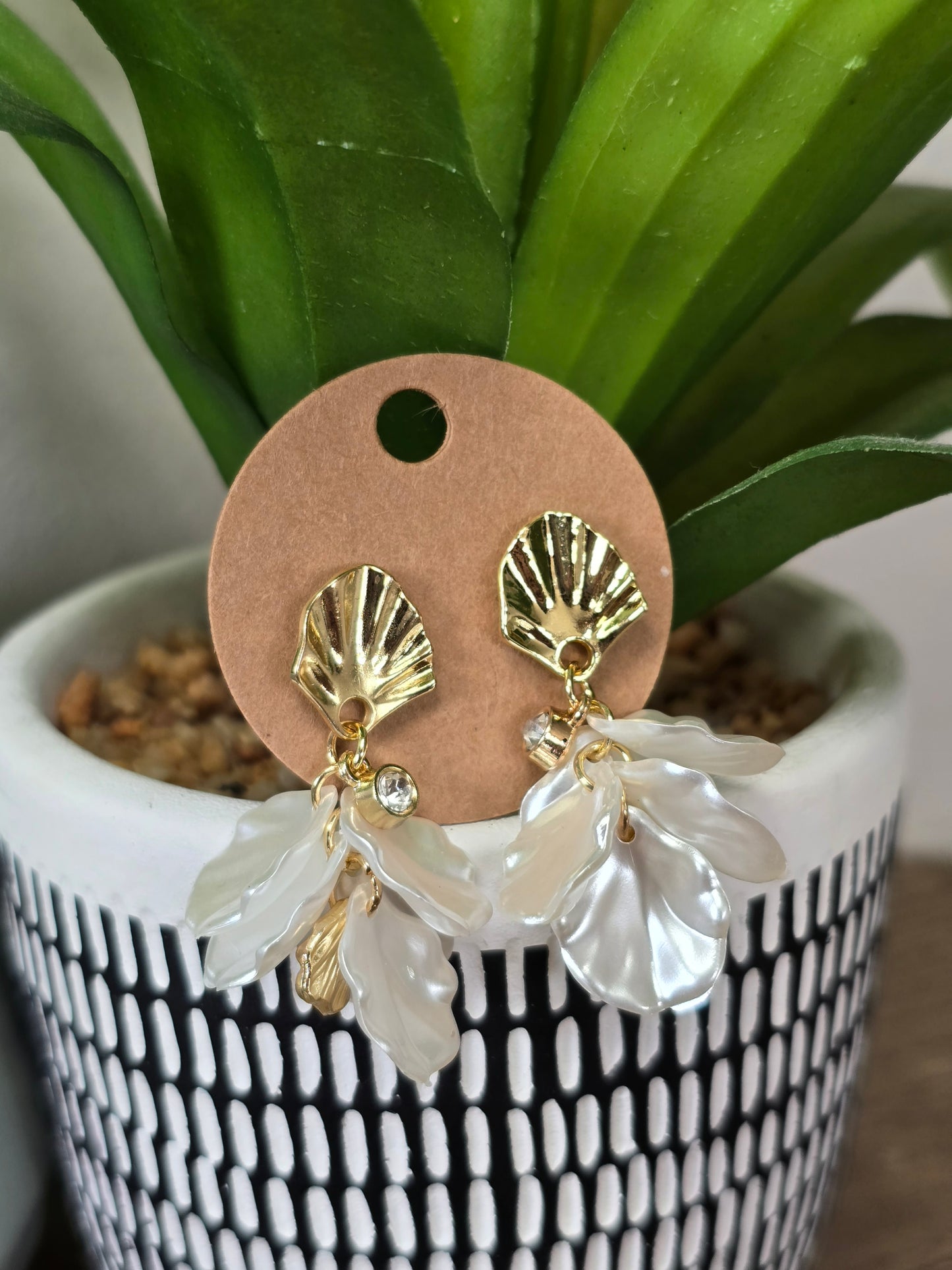 Pearl Leaf Drop Earrings