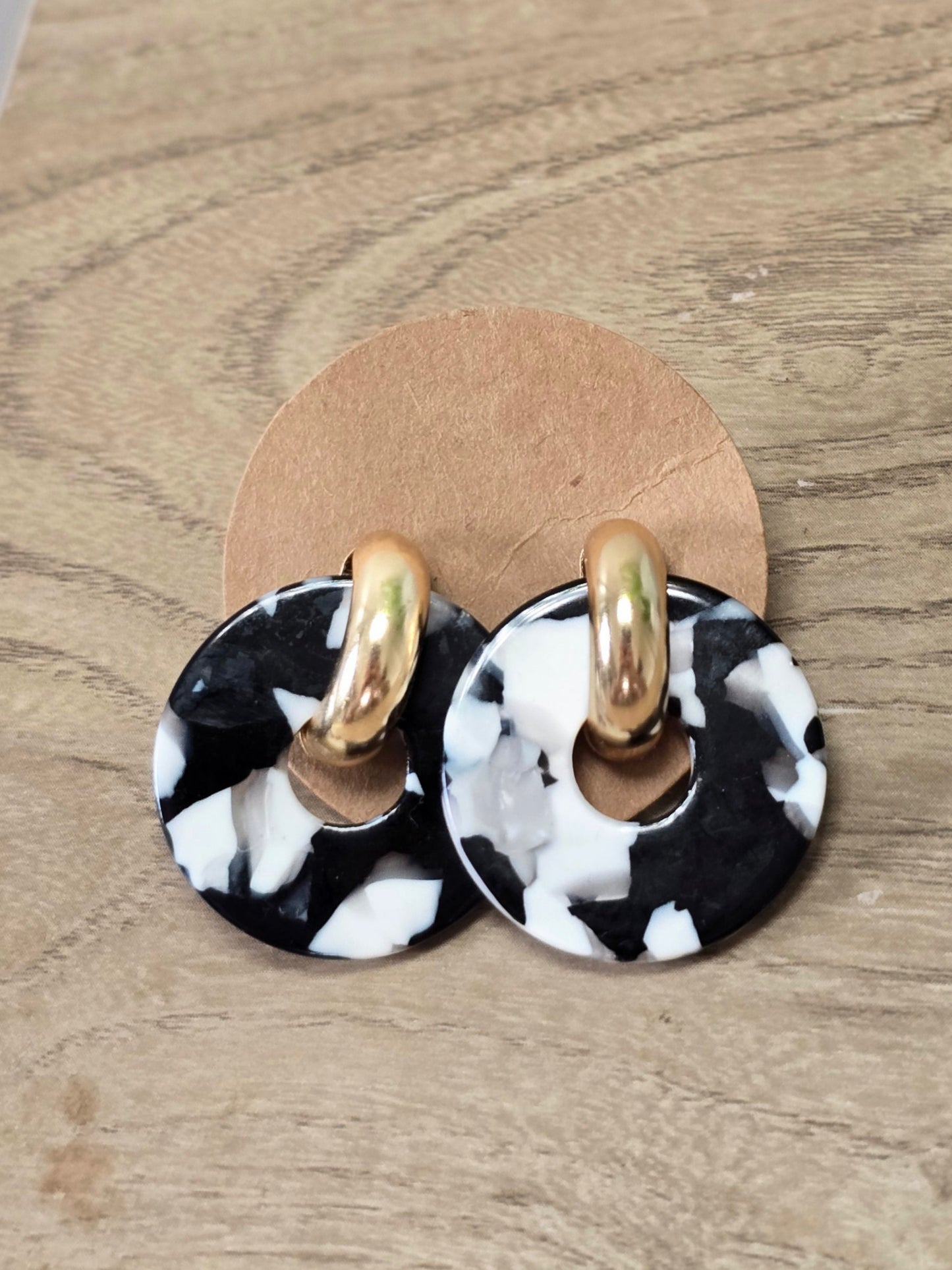 Black and White Marble Earrings