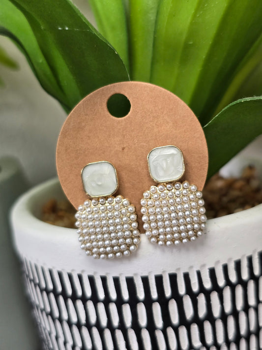 Pearl Square Earrings