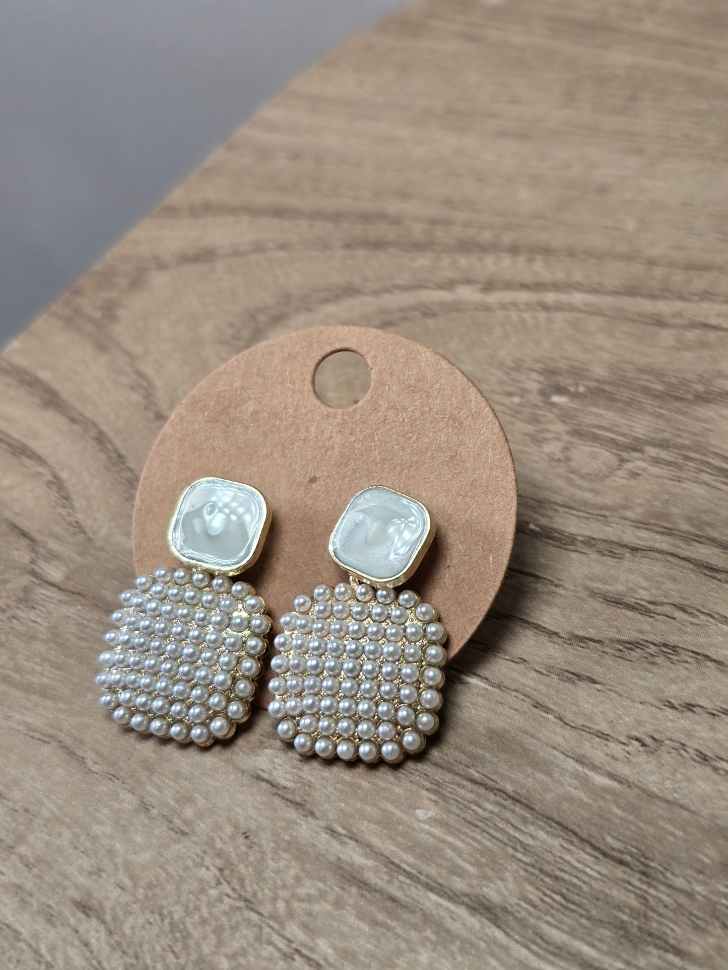 Pearl Square Earrings
