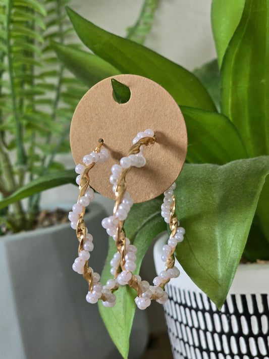 Pearl Gold Hoop Earrings