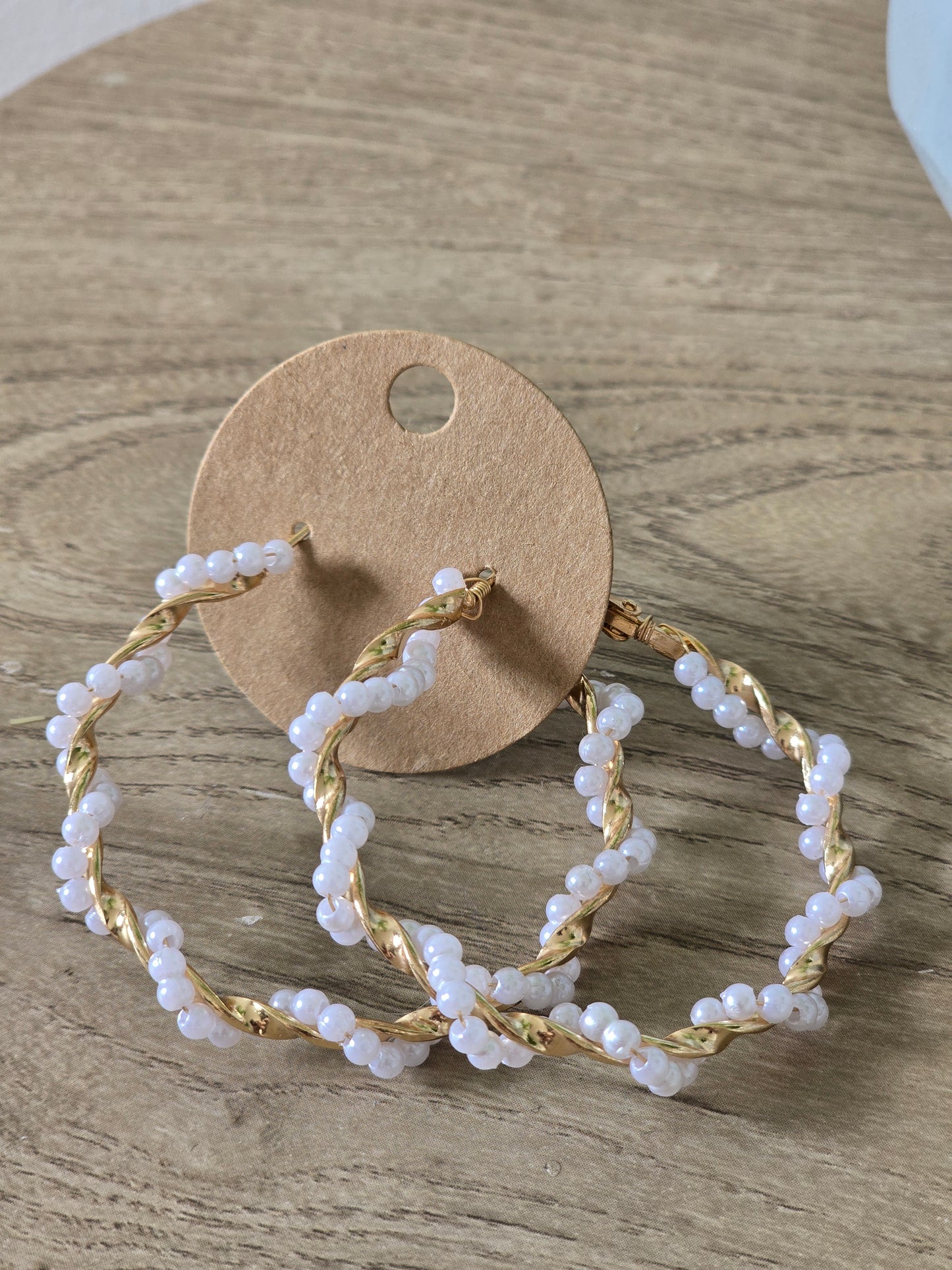 Pearl Gold Hoop Earrings