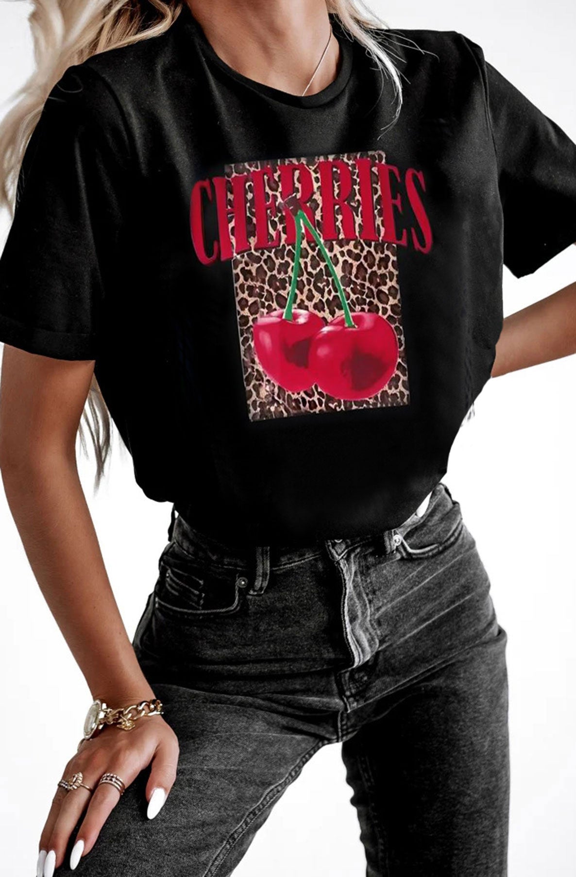 Cherie Cherry T-Shirt Black