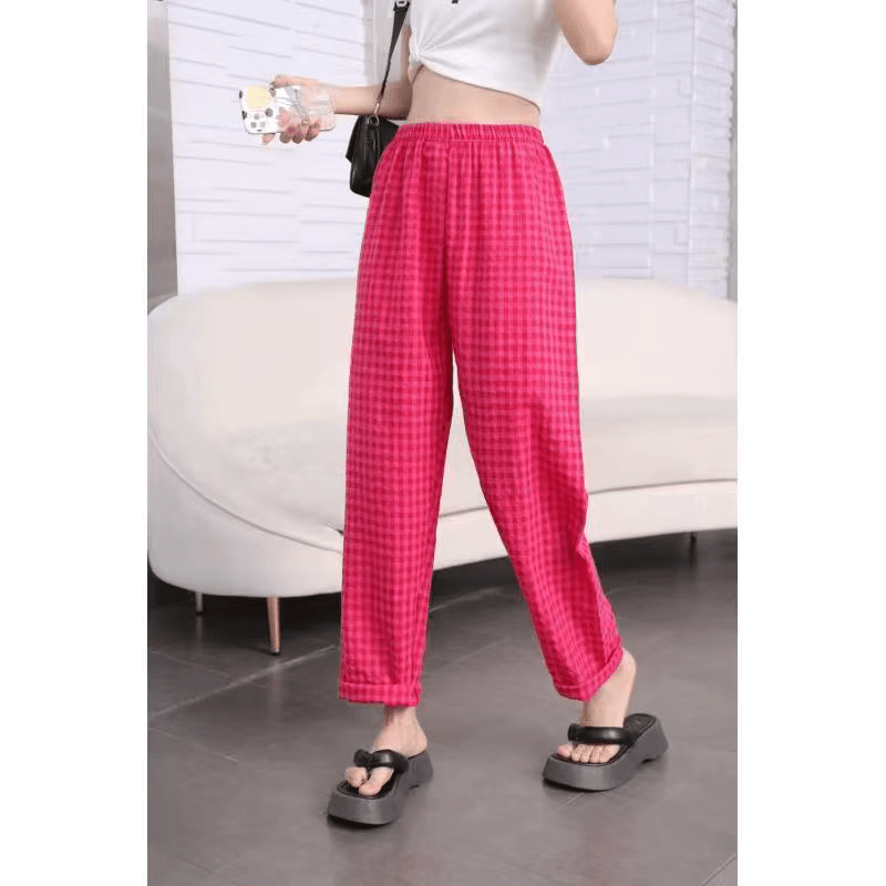 Taylor Plaid Relaxed Trousers Red