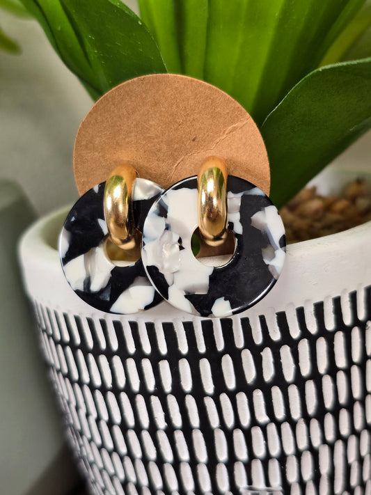 Black and White Marble Earrings