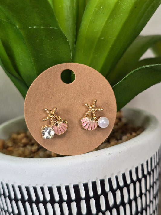 Shell Pearl Diamante Earrings