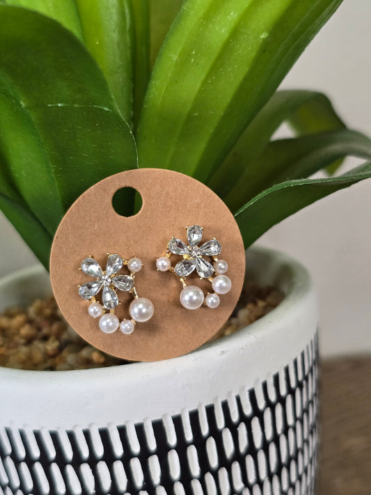 Floral Pearl Diamante Earrings