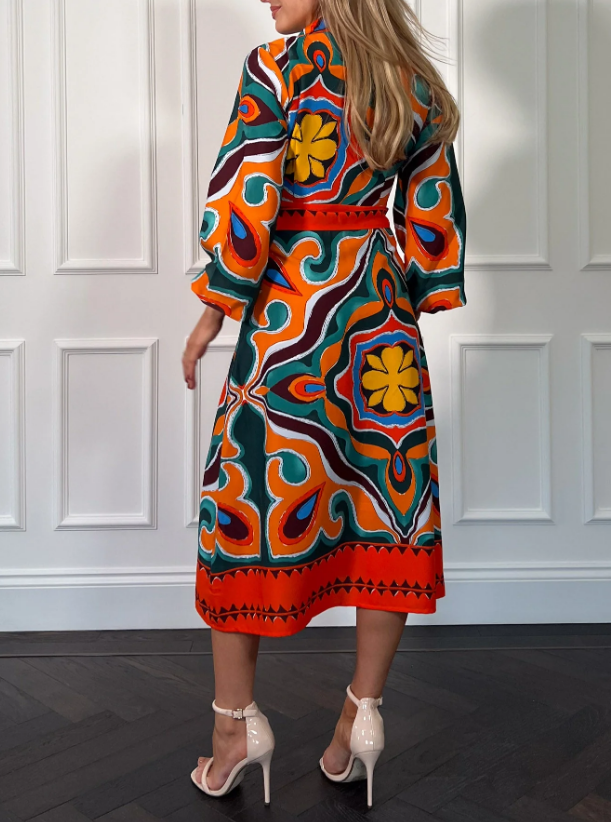 Allie Orange Pattern Dress